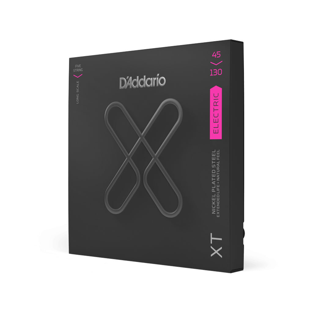 D'Addario XT Nickel Plated Steel 5-String Long Scale Bass Guitar Strings (Gauge 45-130) - Ideal for Bass Guitar in All Genres