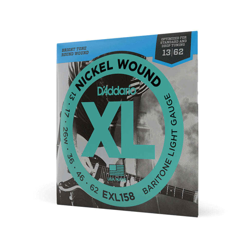 D'Addario EXL158 Light XL Nickel Wound Electric Strings, 013 - 062 for Light Baritone Guitars