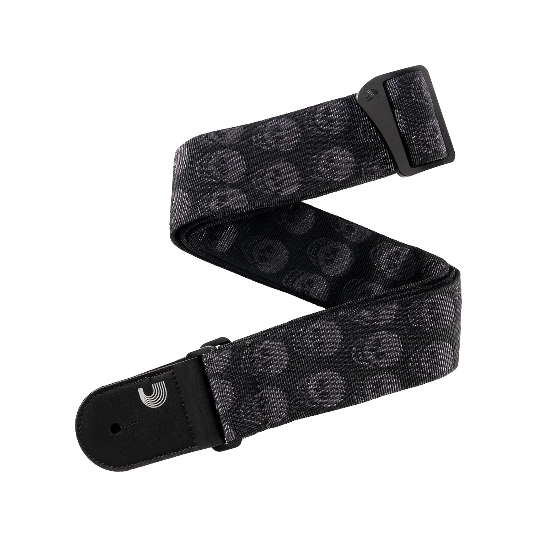 D'Addario 50mm Woven Black Skulls Design Guitar Strap for Electric, Acoustic Guitars and Electric Bass