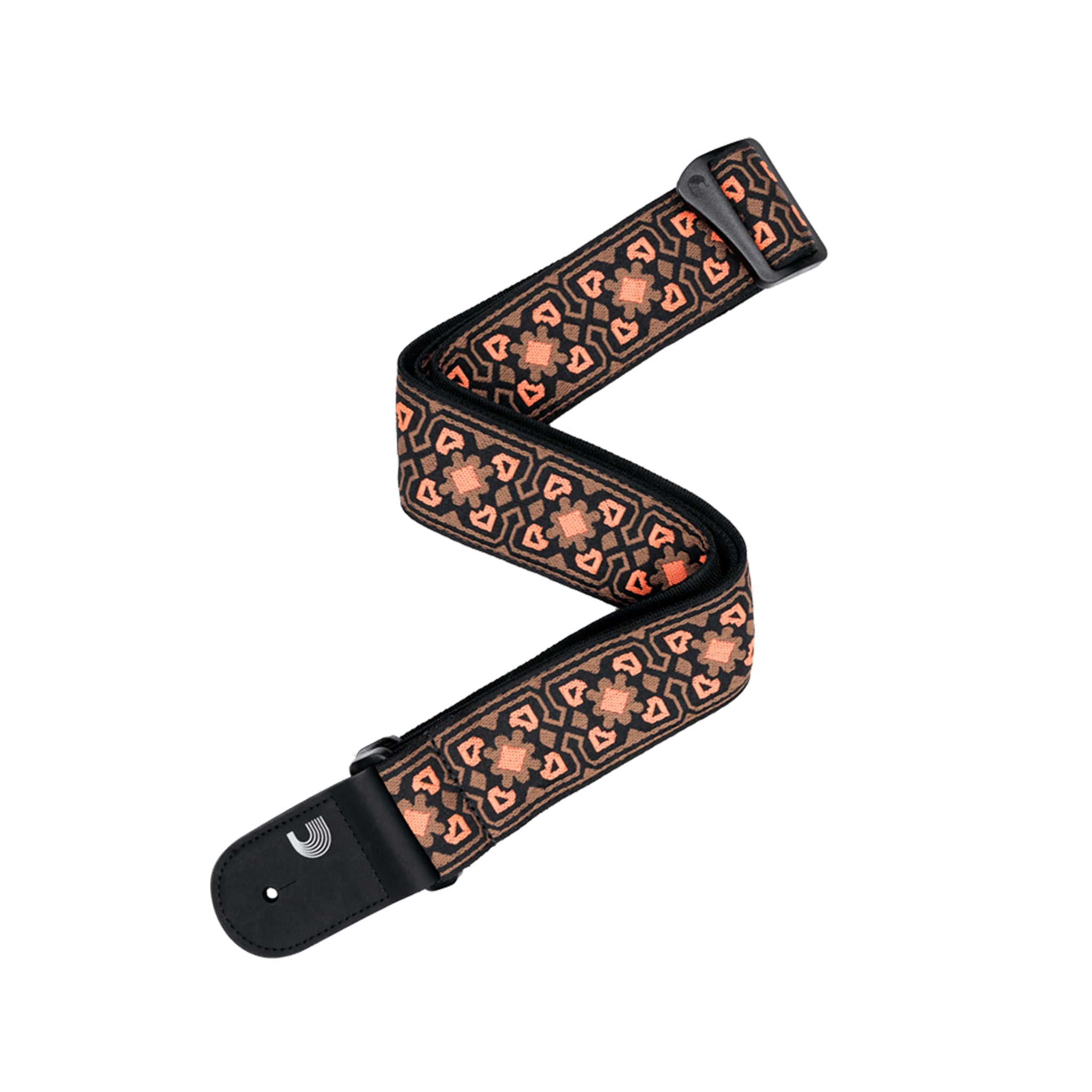 D'Addario Environmentally-Friendly Jacquard Woven Guitar Strap in Brown and Orange Shades
