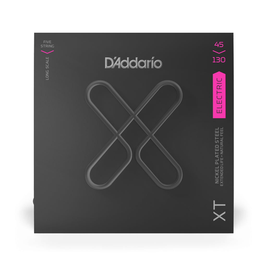 D'Addario XT Nickel Plated Steel 5-String Long Scale Bass Guitar Strings (Gauge 45-130) - Ideal for Bass Guitar in All Genres