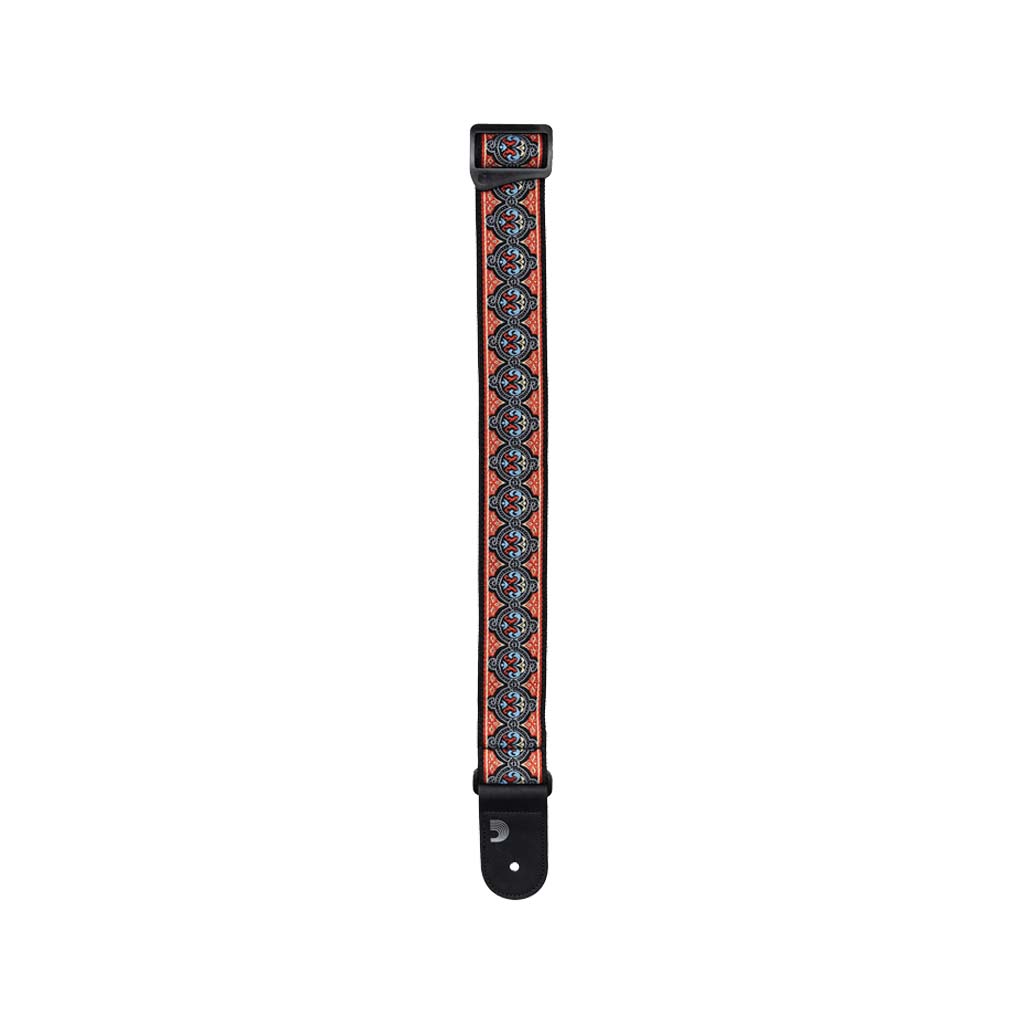 D'Addario Orange Eco-Comfort Jacquard Woven Guitar Strap for Electric, Acoustic and Bass Guitars