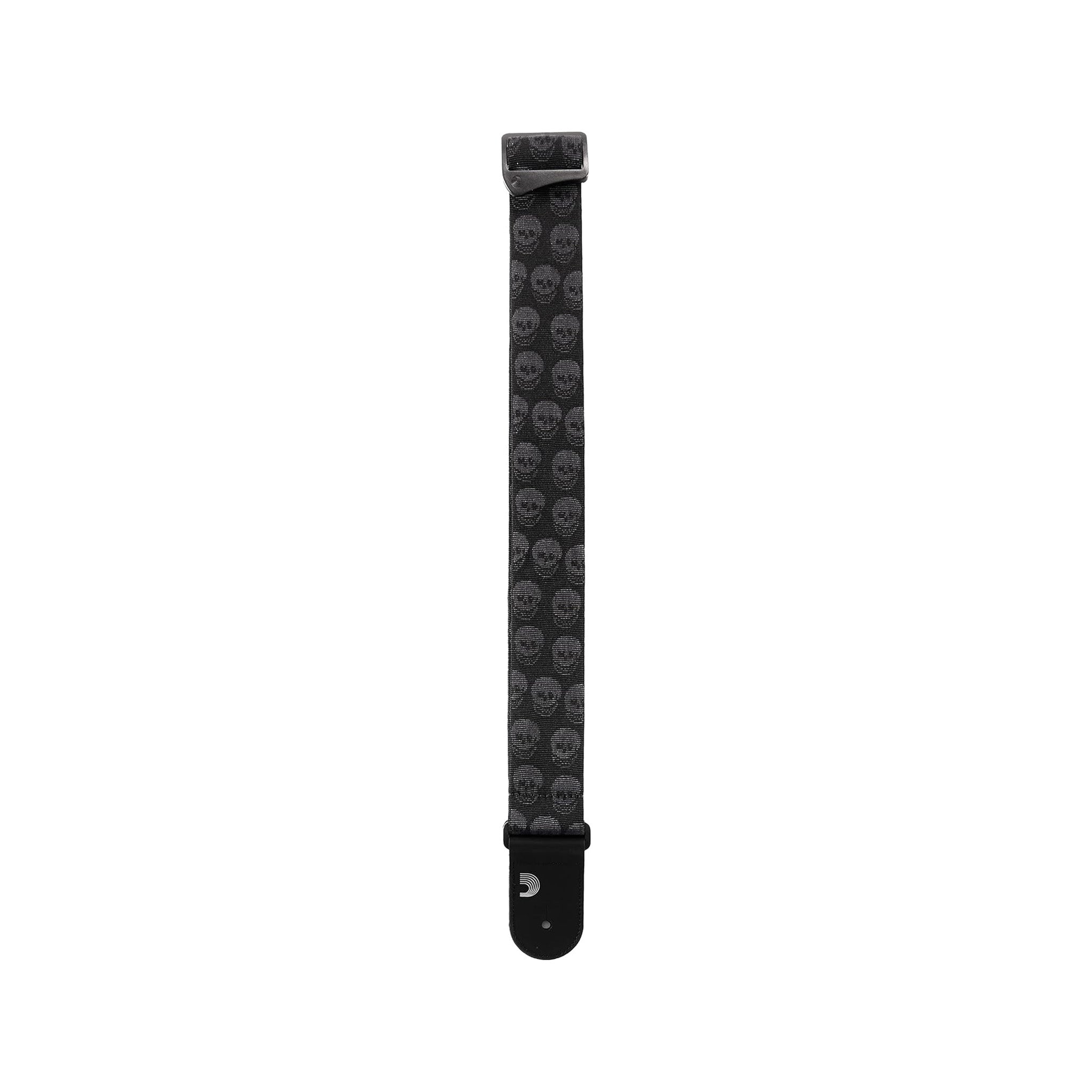 D'Addario 50mm Woven Black Skulls Design Guitar Strap for Electric, Acoustic Guitars and Electric Bass