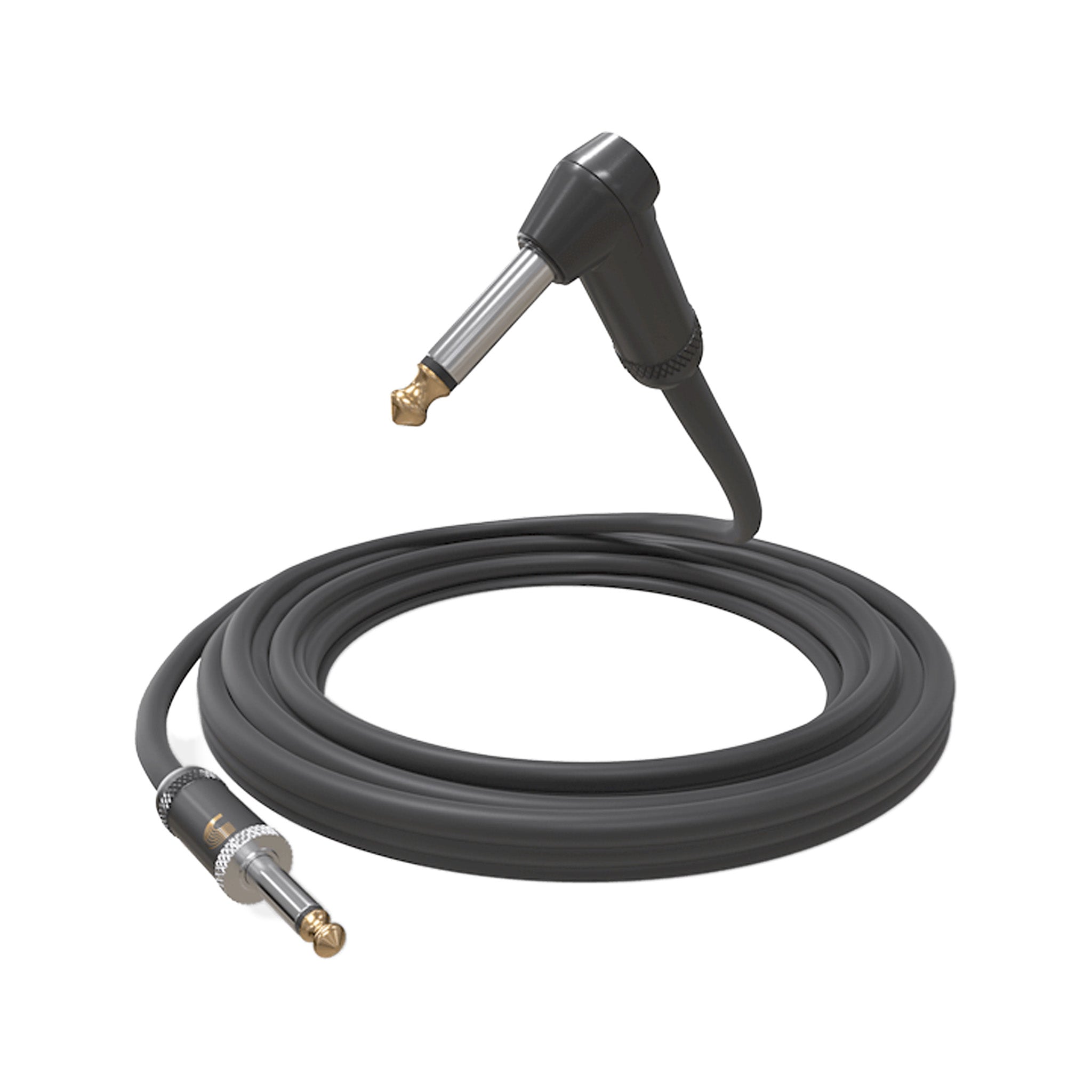 D'Addario Professional American Stage Instrument Audio Cable - 30 Feet, Right Angle to Straight Connector for Guitar, Bass and More