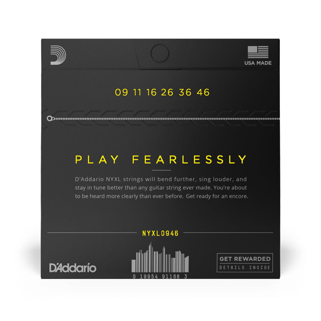 D'Addario NYXL Nickel Wound Electric Guitar Strings, 09 - 46 with Superior Tuning Stability