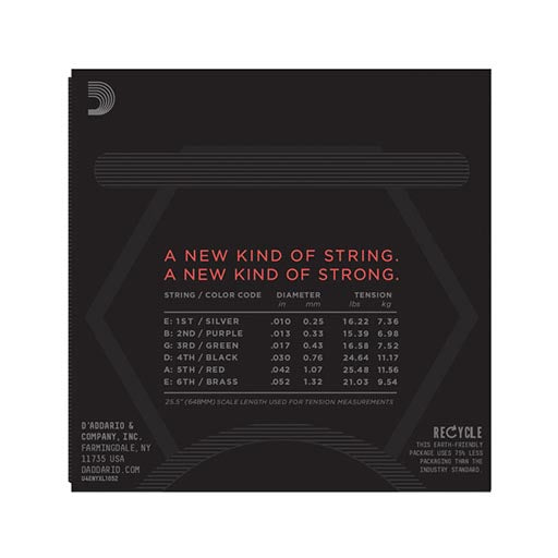 D'Addario NYXL1052 Electric Guitar Strings, Nickel Wound, 10 - 52 Gauge