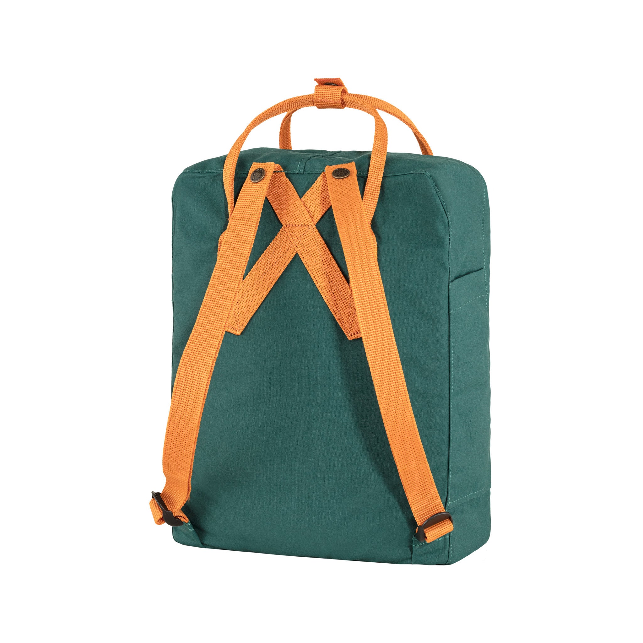 Fjallraven Kanken Classic Backpack in Arctic Green and Spicy Orange Colors