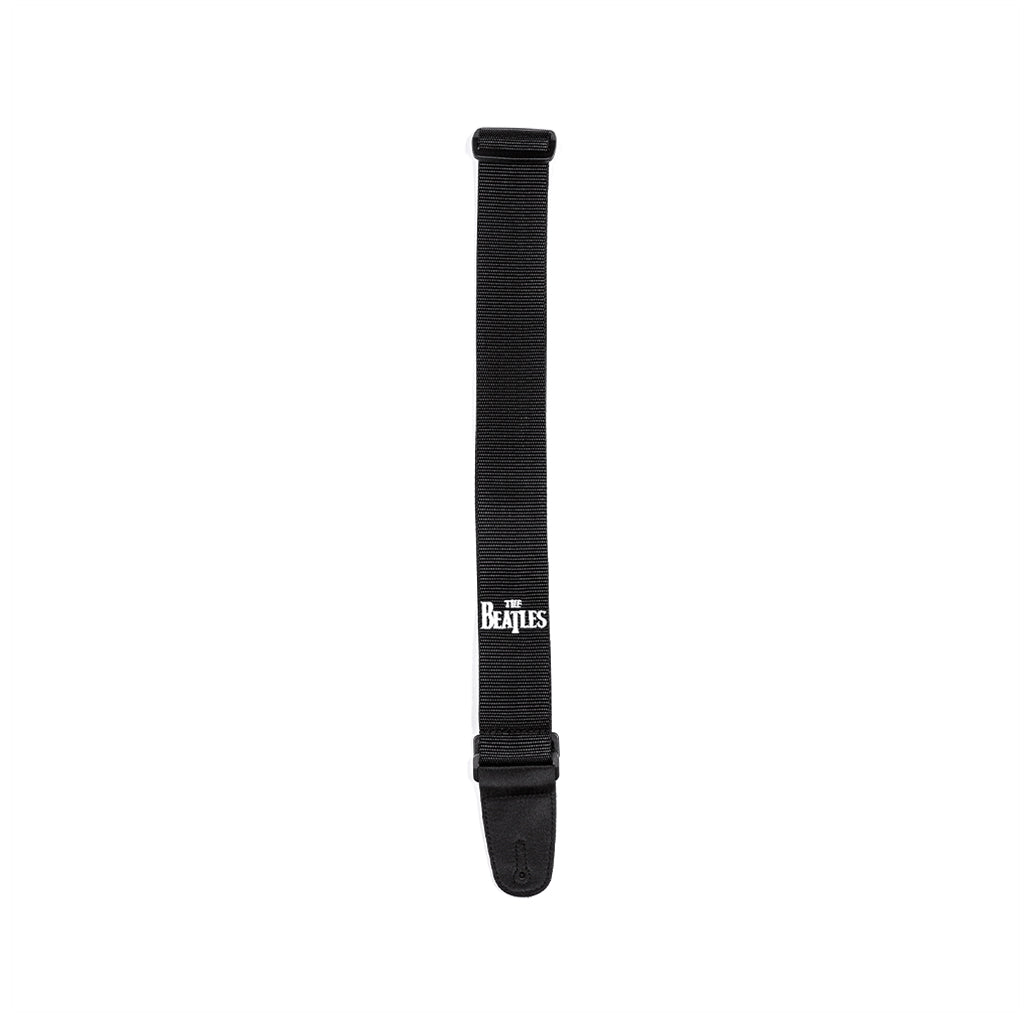 D'Addario Black Polypro Guitar Strap Featuring Embroidered Art of the Iconic Beatles Logo - Ideal for Guitar Enthusiasts