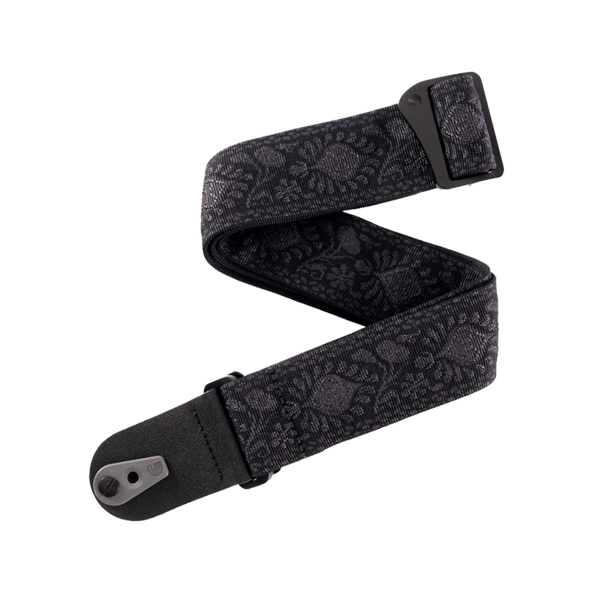 D'Addario 50TB01-RL 50mm Woven Guitar Strap w/Pad Lock, Monterey Tubular Black