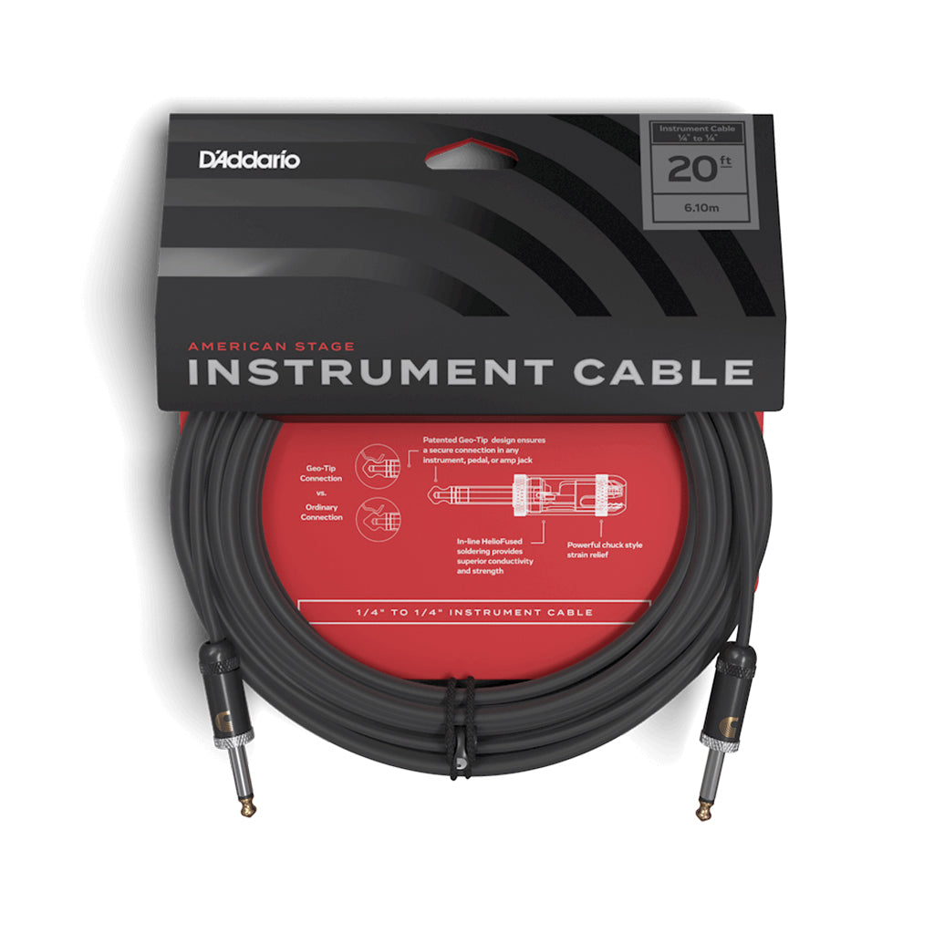 D'Addario 20-Feet American Stage Instrument Audio Cable - Premium Quality for Instruments