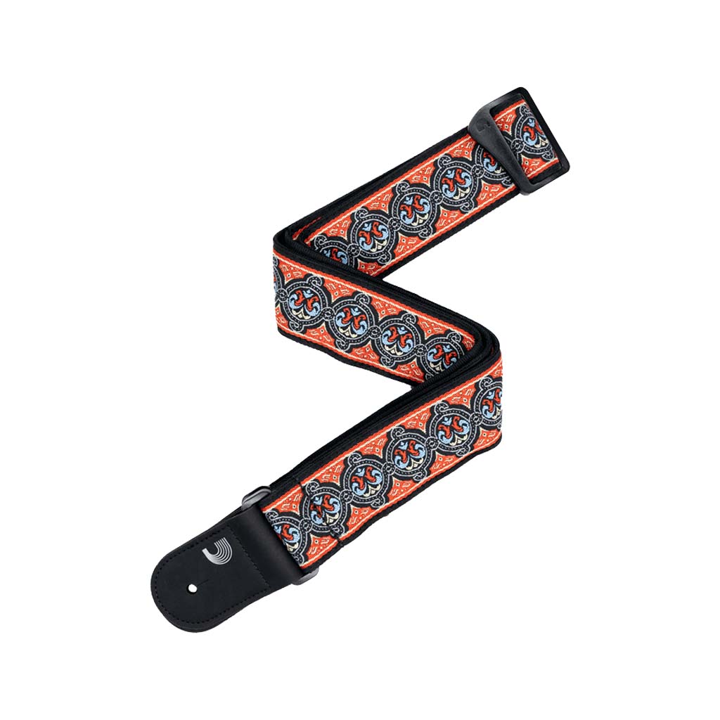 D'Addario Orange Eco-Comfort Jacquard Woven Guitar Strap for Electric, Acoustic and Bass Guitars