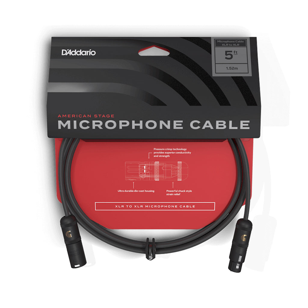 D'Addario 5ft American Stage Premium Microphone Cable with Neutrik Connectors