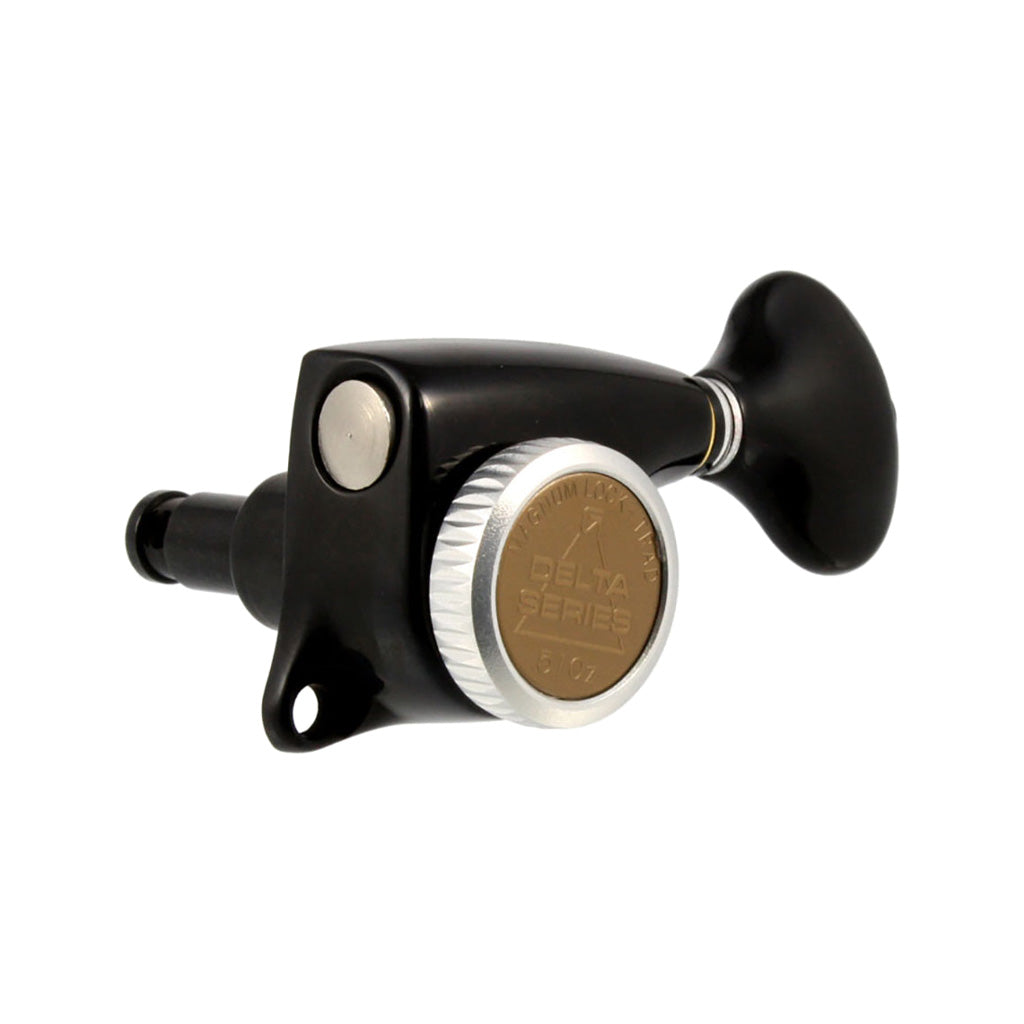 Allparts Premium Set of 6 Black Gotoh Delta 6L Locking Guitar Tuners for Precise Tuning