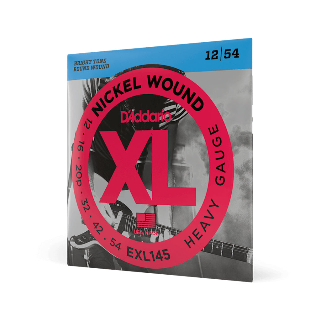 D'Addario Heavy Gauge EXL145 Nickel Wound Electric Guitar Strings, 12-54 with Plain 3rd