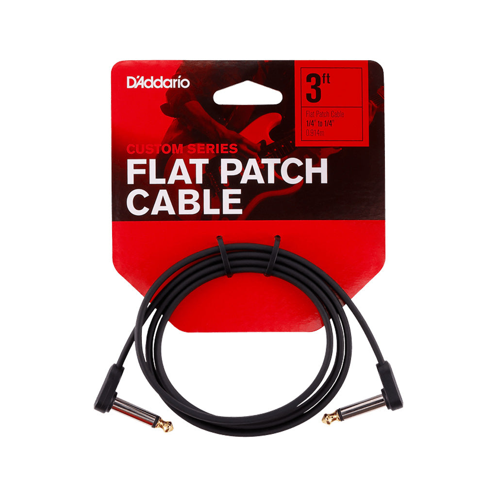 D'Addario 3-Foot Flat Patch Cable: Right Angle to Right Angle for Pedalboard Optimization
