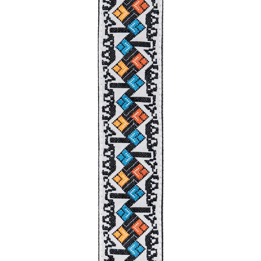 D'Addario White Jacquard Woven Eco - Comfort Guitar Strap for Multiple Guitars