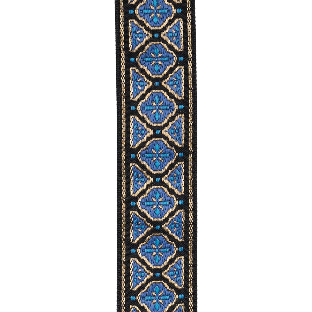 D'Addario Blue/Gold Eco - Comfort Jacquard Woven Guitar Strap for Multiple Guitars