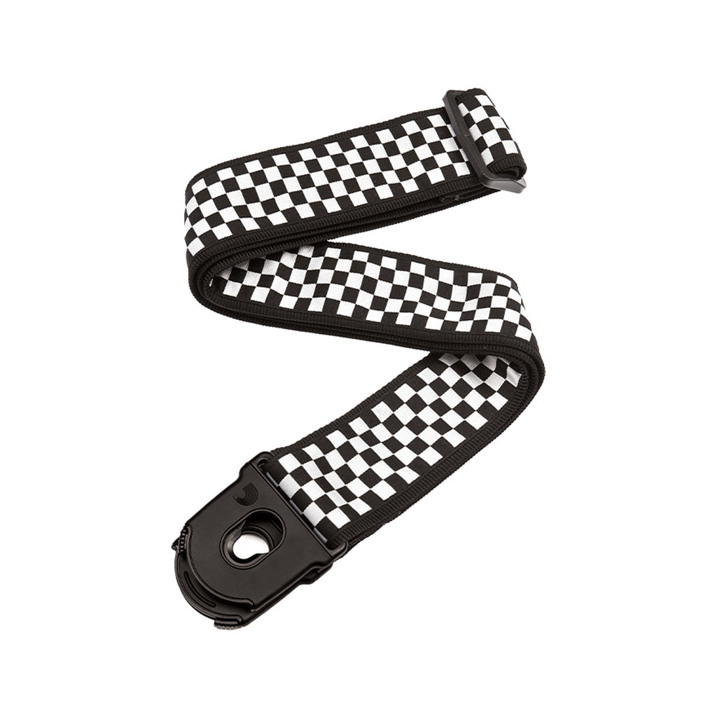 D'Addario 50PLC02 50mm Planet Lock Adjustable Guitar Strap for Electric and Bass Guitars, Check Mate Design