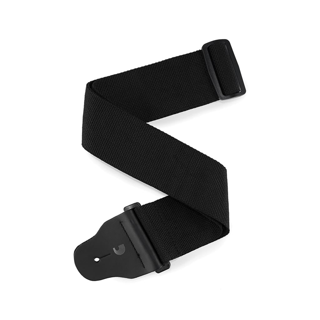 D'Addario Comfortable 74mm Black Leather Adjustable Guitar Strap