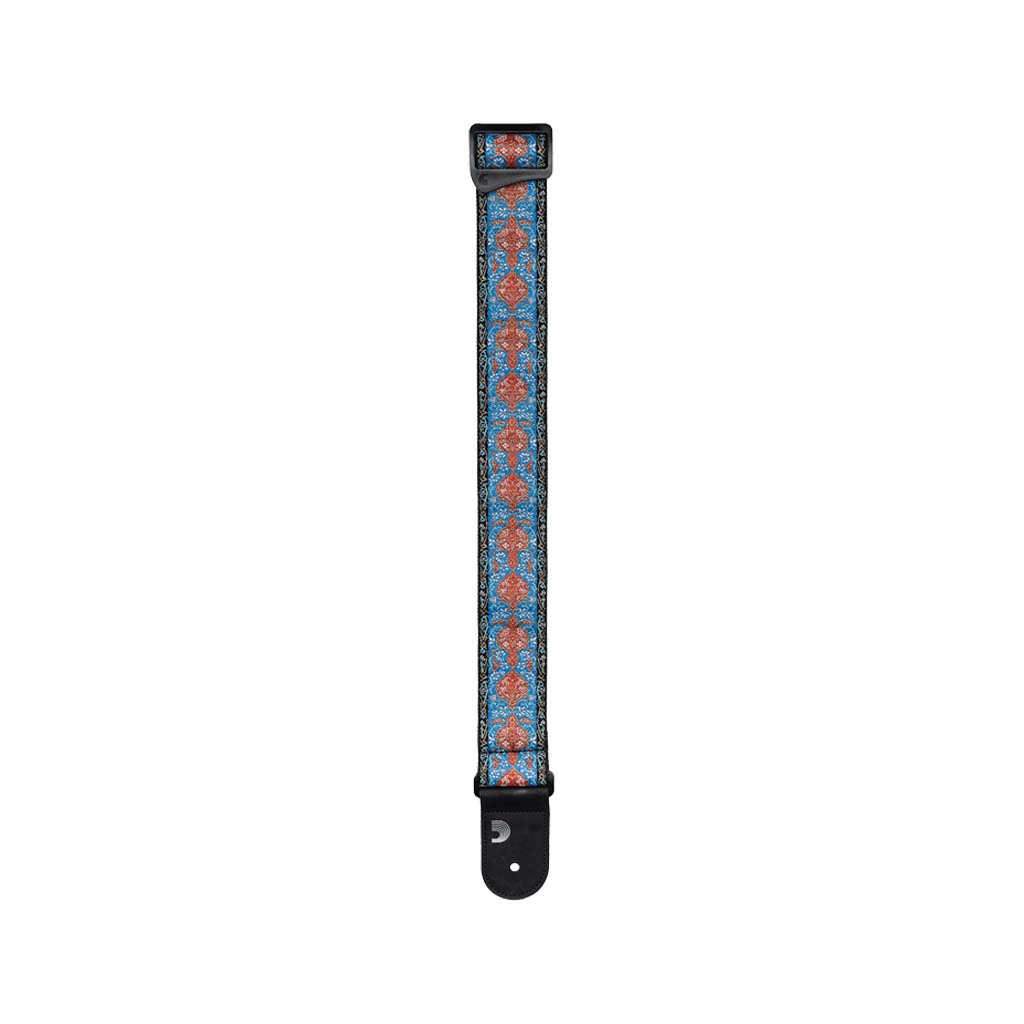D'Addario Eco-Friendly Comfortable Jacquard Woven Guitar Strap in Stylish Blue and Orange Shades, Suitable for Electric, Acoustic and Bass Guitars