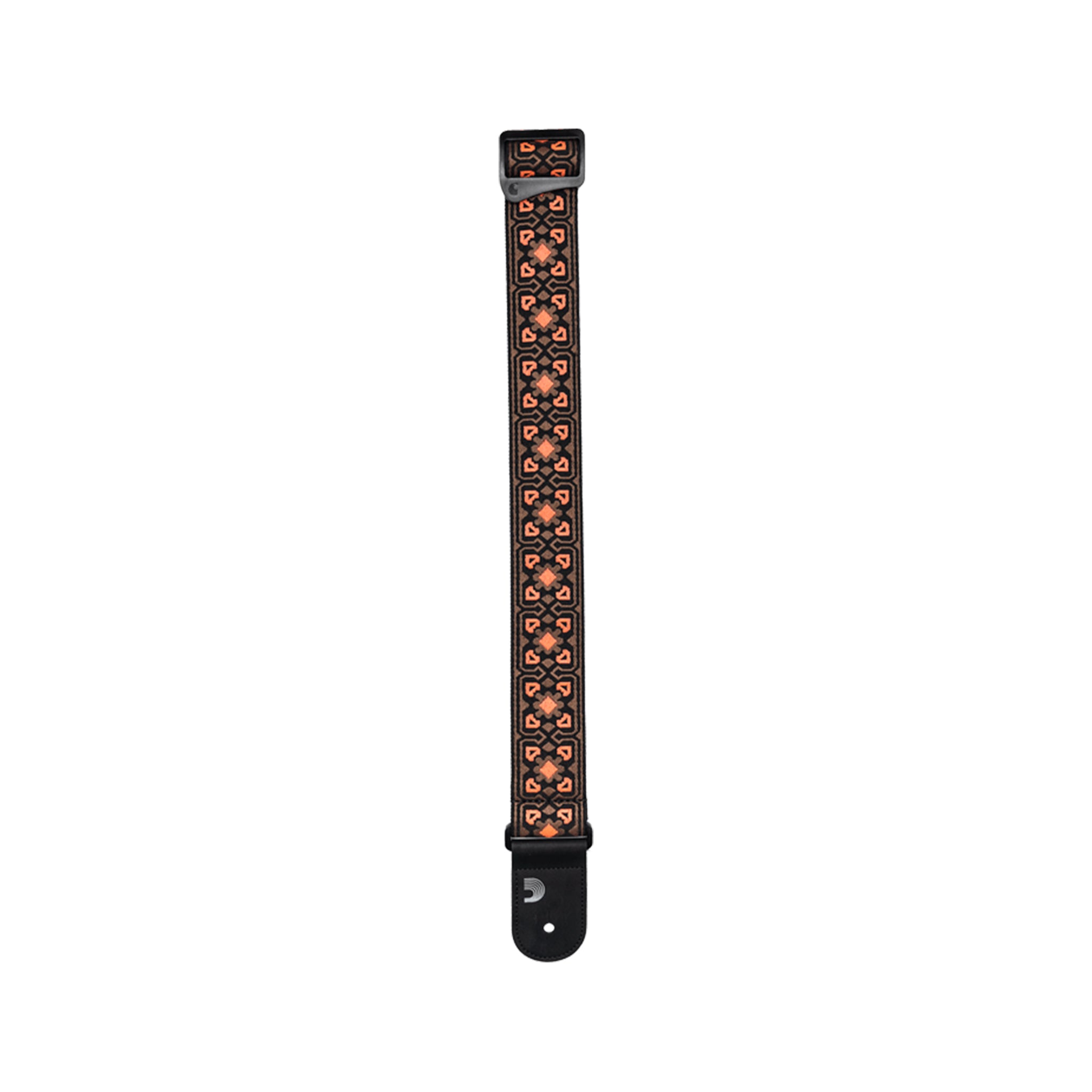 D'Addario Environmentally-Friendly Jacquard Woven Guitar Strap in Brown and Orange Shades