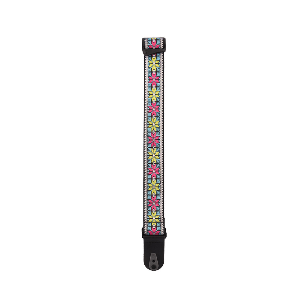 D'Addario 50TC00 50mm Woven Guitar and Bass Guitar Strap with Pad Lock and Unique Parallel Flowers Design