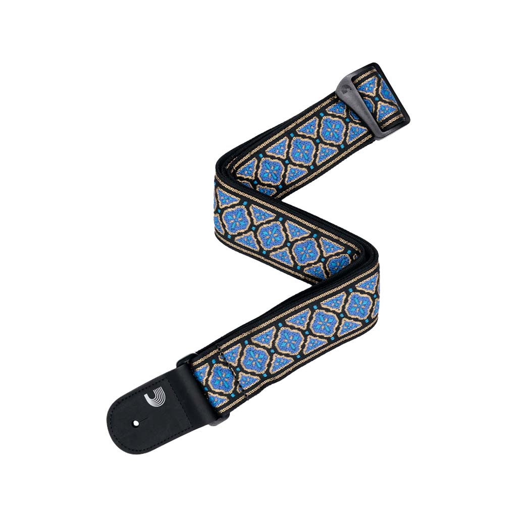 D'Addario Blue/Gold Eco - Comfort Jacquard Woven Guitar Strap for Multiple Guitars
