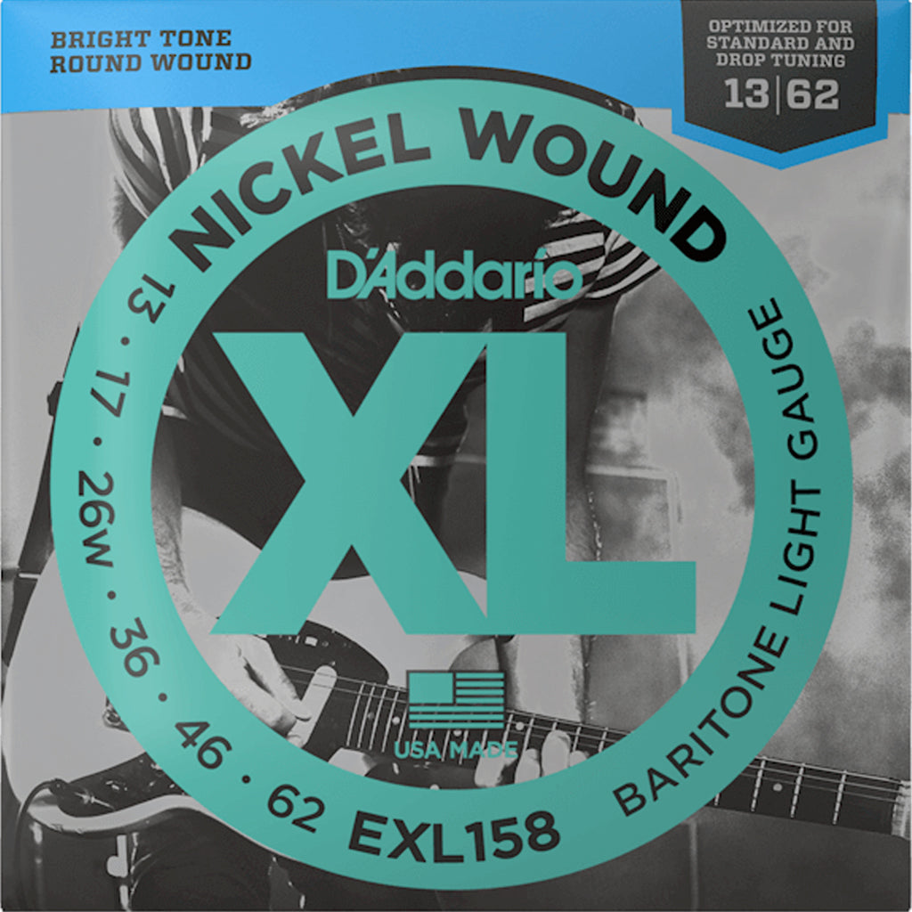 D'Addario EXL158 Light XL Nickel Wound Electric Strings, 013 - 062 for Light Baritone Guitars