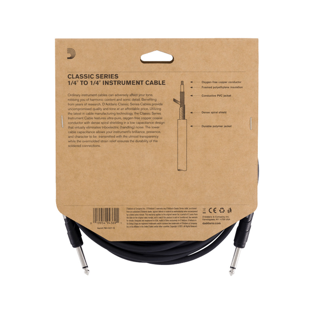 D'Addario 15-feet Long Instrument Cable from the Classic Series