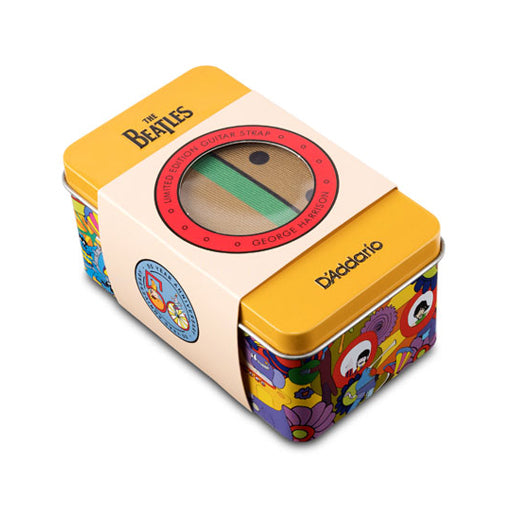 D'Addario Limited Edition Beatles Yellow Submarine 50mm George-Style Woven Guitar Strap in Collectible Tin