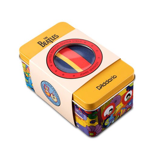 D'Addario Limited Edition Commemorative John-Style 50mm Guitar Strap in Beatles Yellow Submarine Collectible Tin
