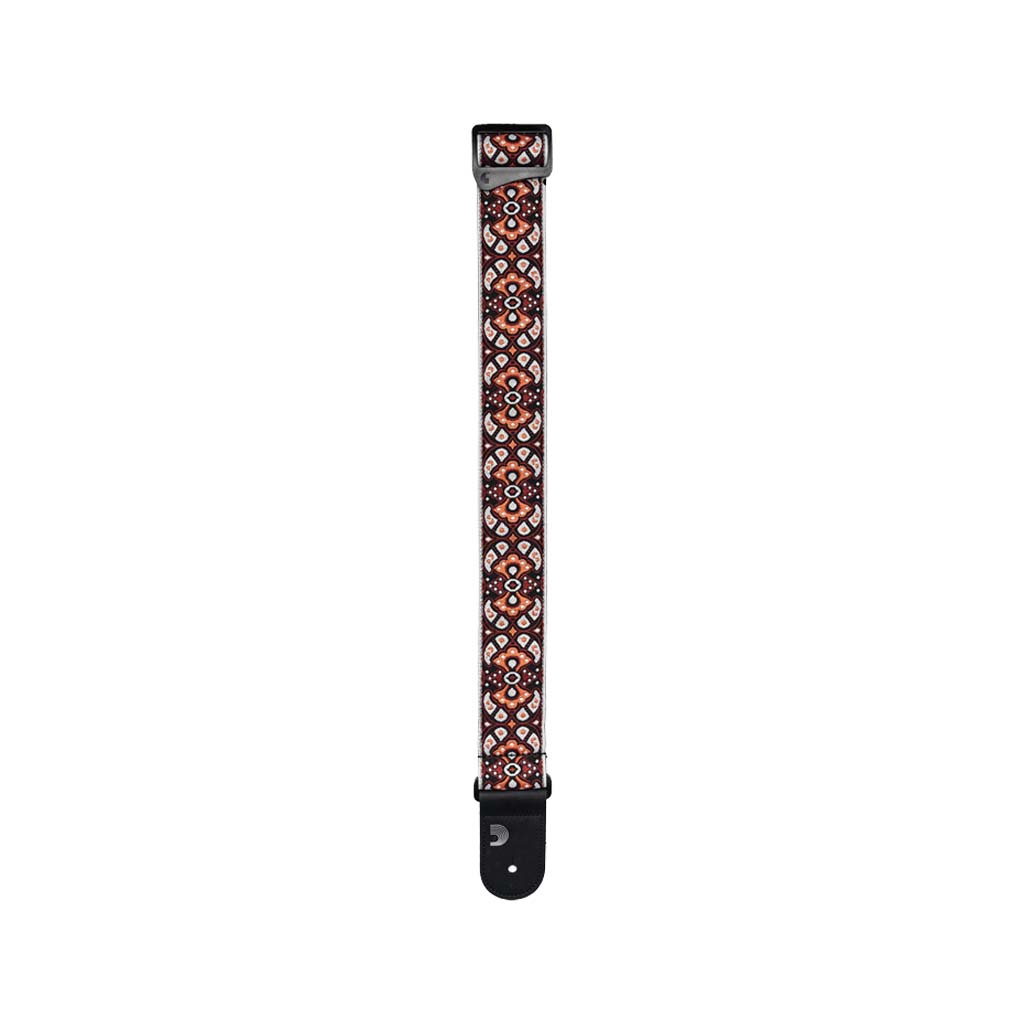 D'Addario Red/Orange Eco-Comfort Jacquard Woven Guitar Strap for Electric, Acoustic & Bass Guitars