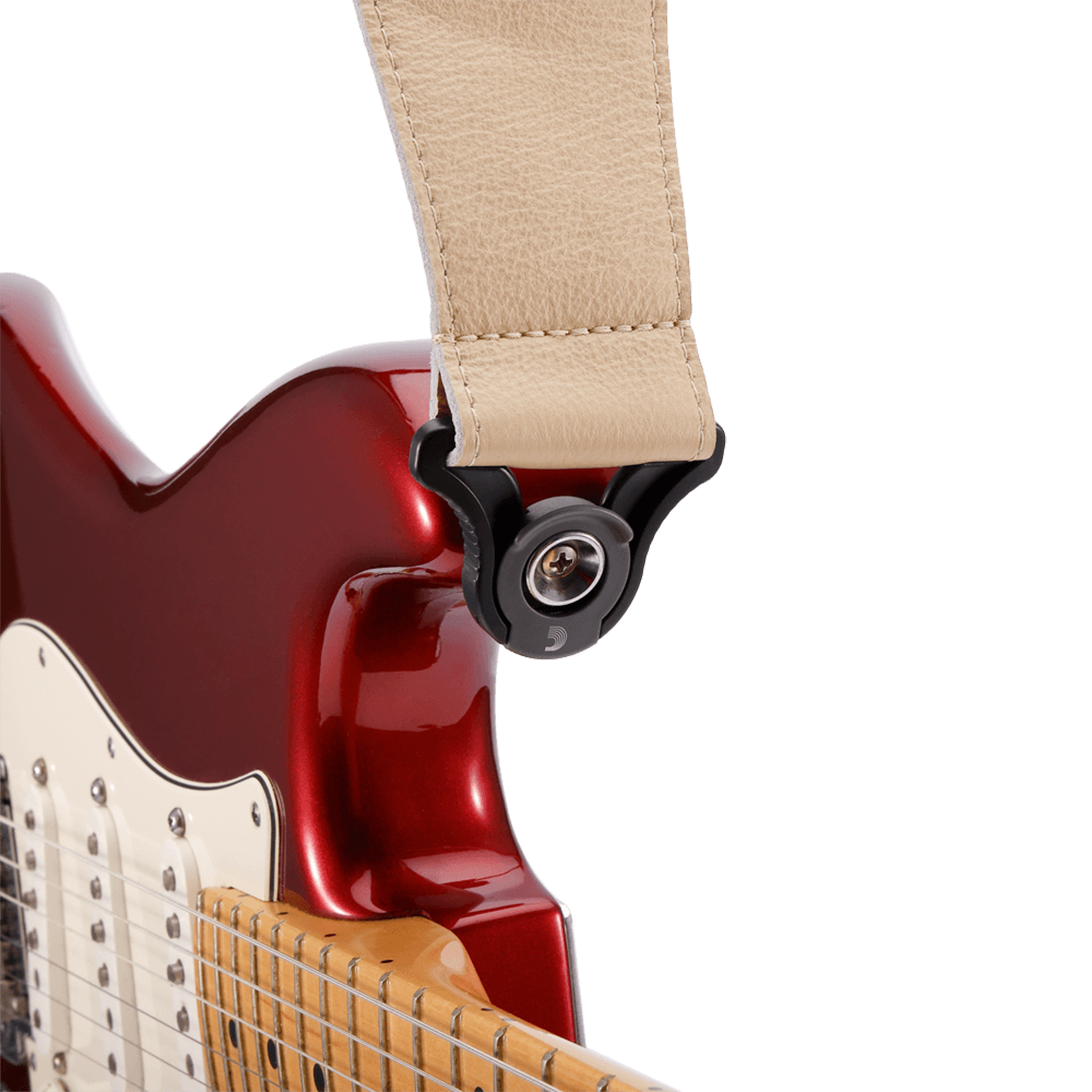 D'Addario Comfortable 3-Inch Tan Auto-Lock Leather Guitar Strap for Electric, Acoustic and Bass Guitars