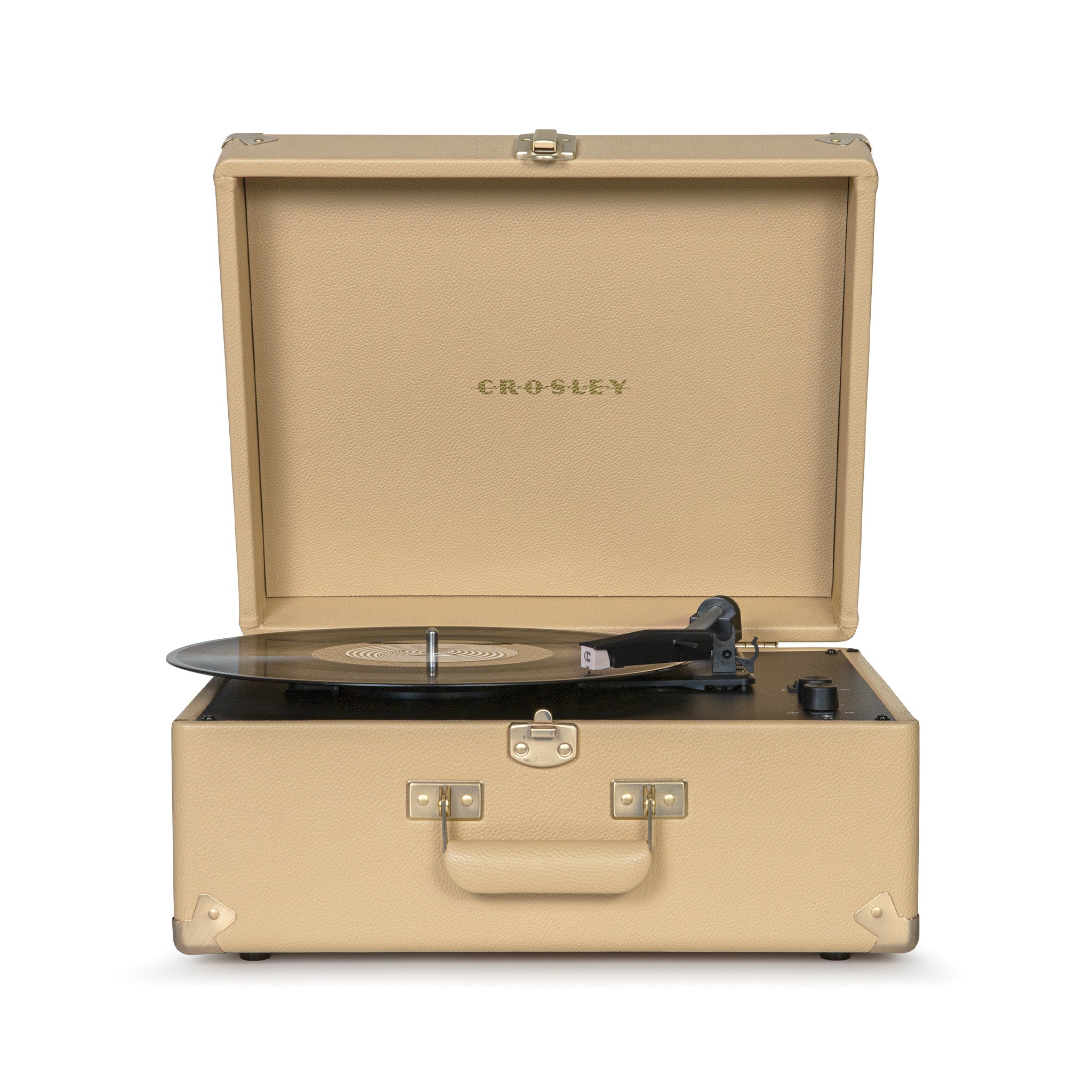 Crosley Vintage-Style Sand-Colored Retrospect Portable Turntable for Vinyl Record Listening
