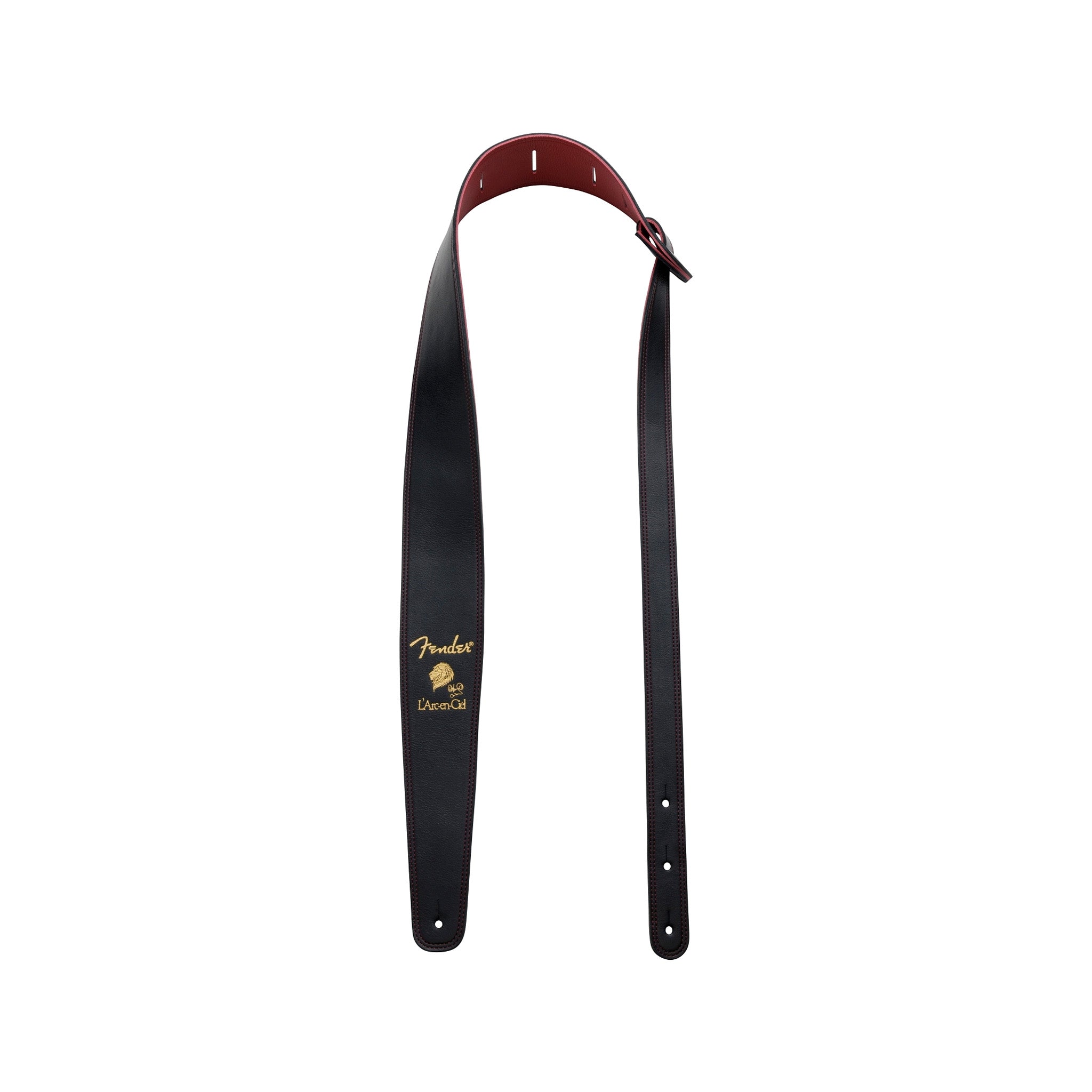 Fender Black & Red Ken Signature Guitar Strap with High - Quality Leather