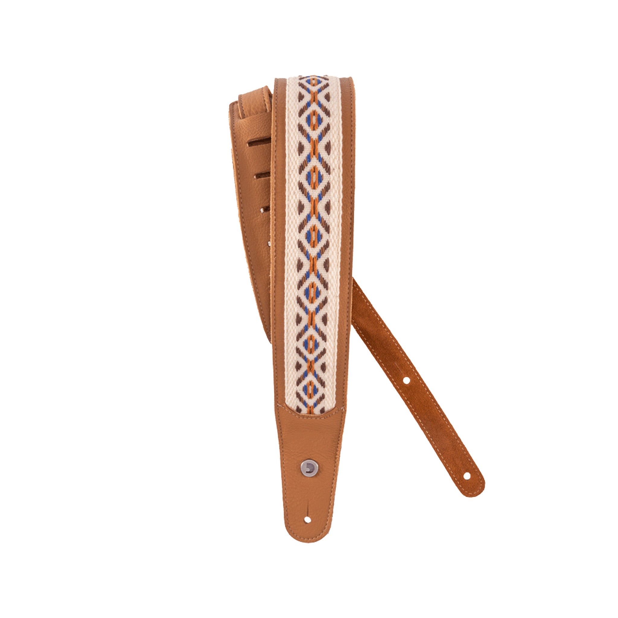 D'Addario 2.5-Inch Desert-colored Hybrid Leather Woven Nylon Guitar Strap for Electric and Acoustic Guitars