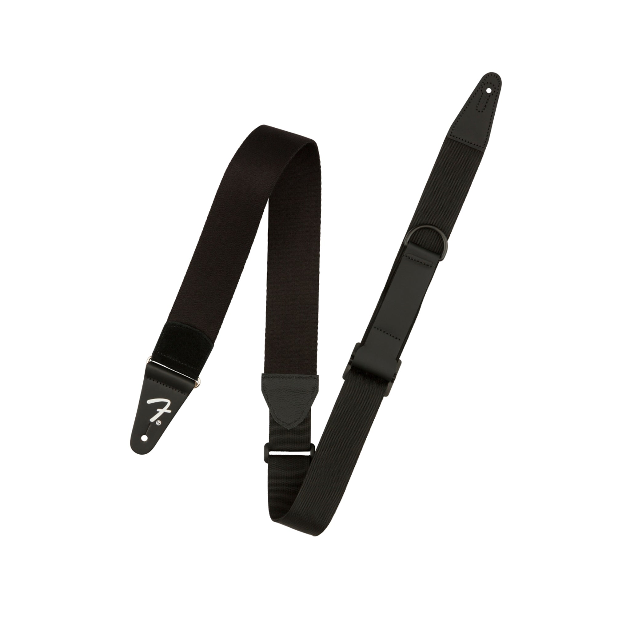 Black Rayon Fender Guitar Strap with Right Height Strap Adjustment System