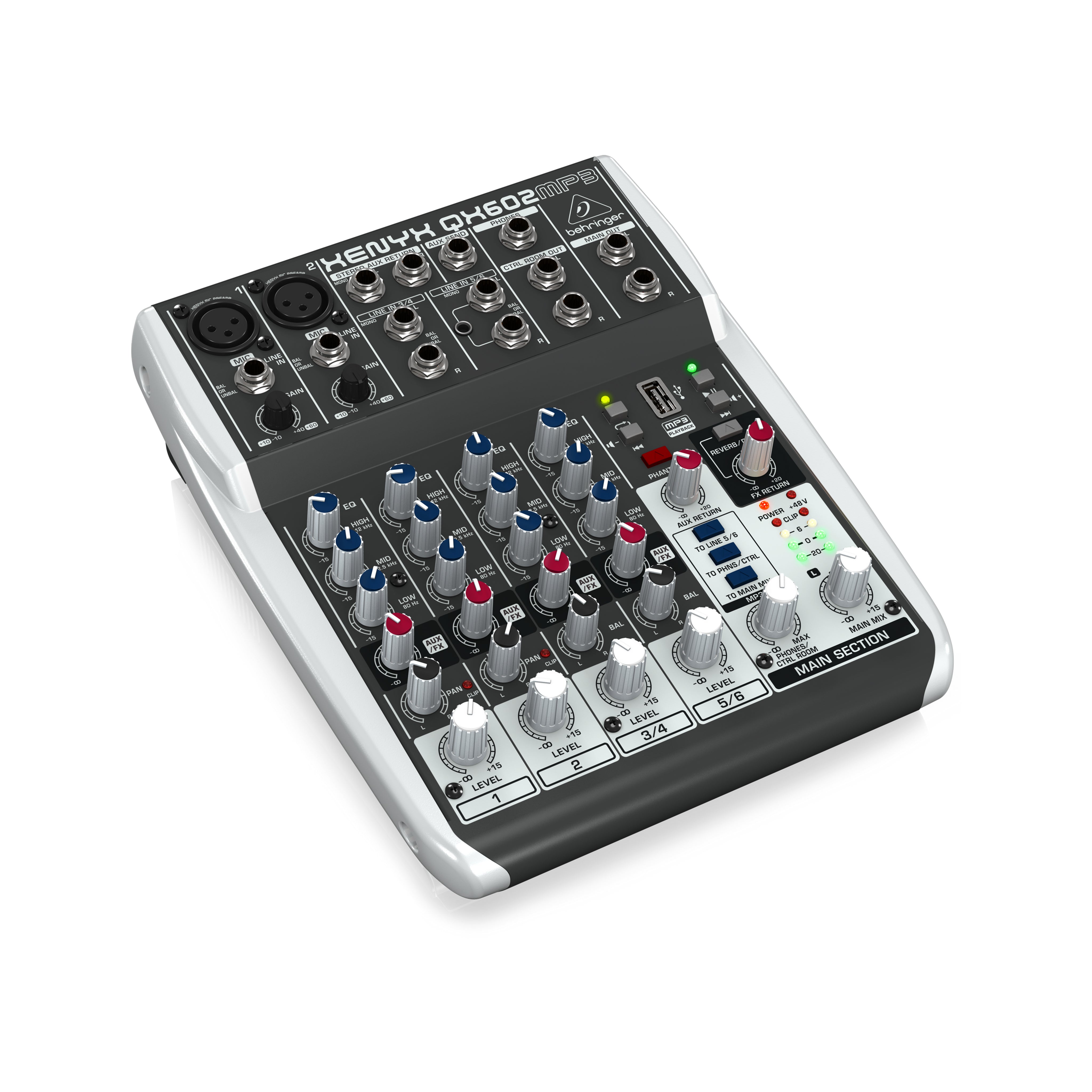 Behringer Xenyx QX602MP3 Compact Mixer with USB MP3 Playback and Studio FX