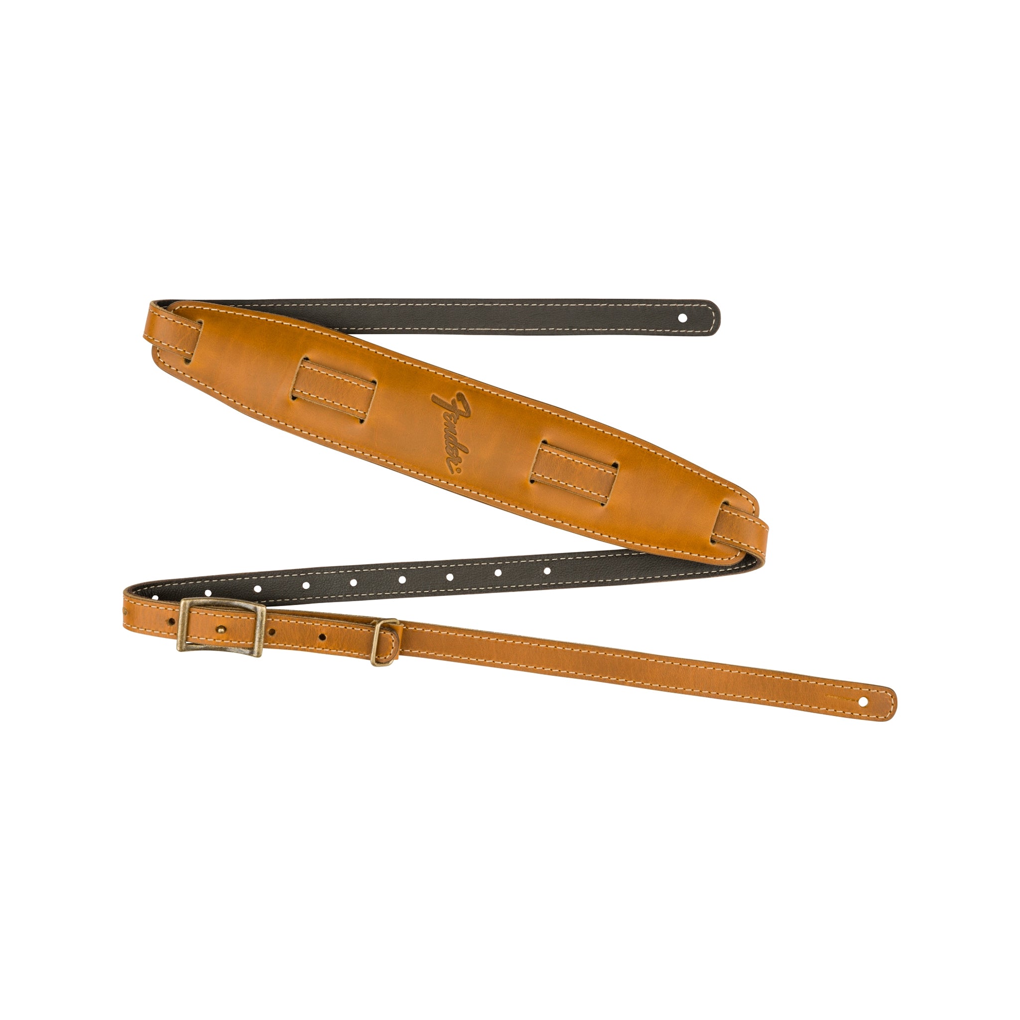 Fender Premium Leather Mustang Saddle Guitar Strap in Butterscotch Color