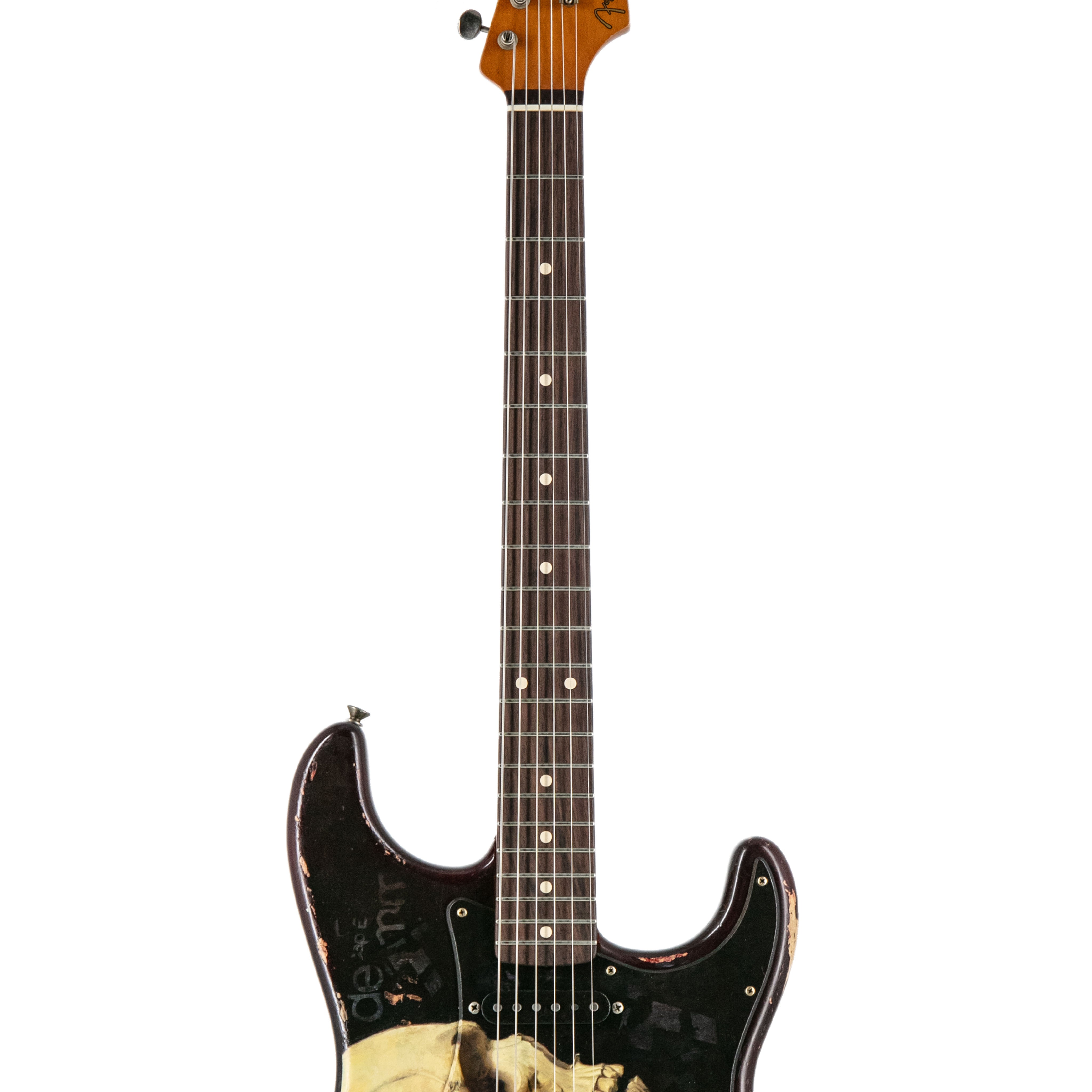 Fender Custom Shop Prestige Limited Edition Paul Waller Masterbuilt Skull Stratocaster Electric Guitar in Dark Ruby Red Skull Design