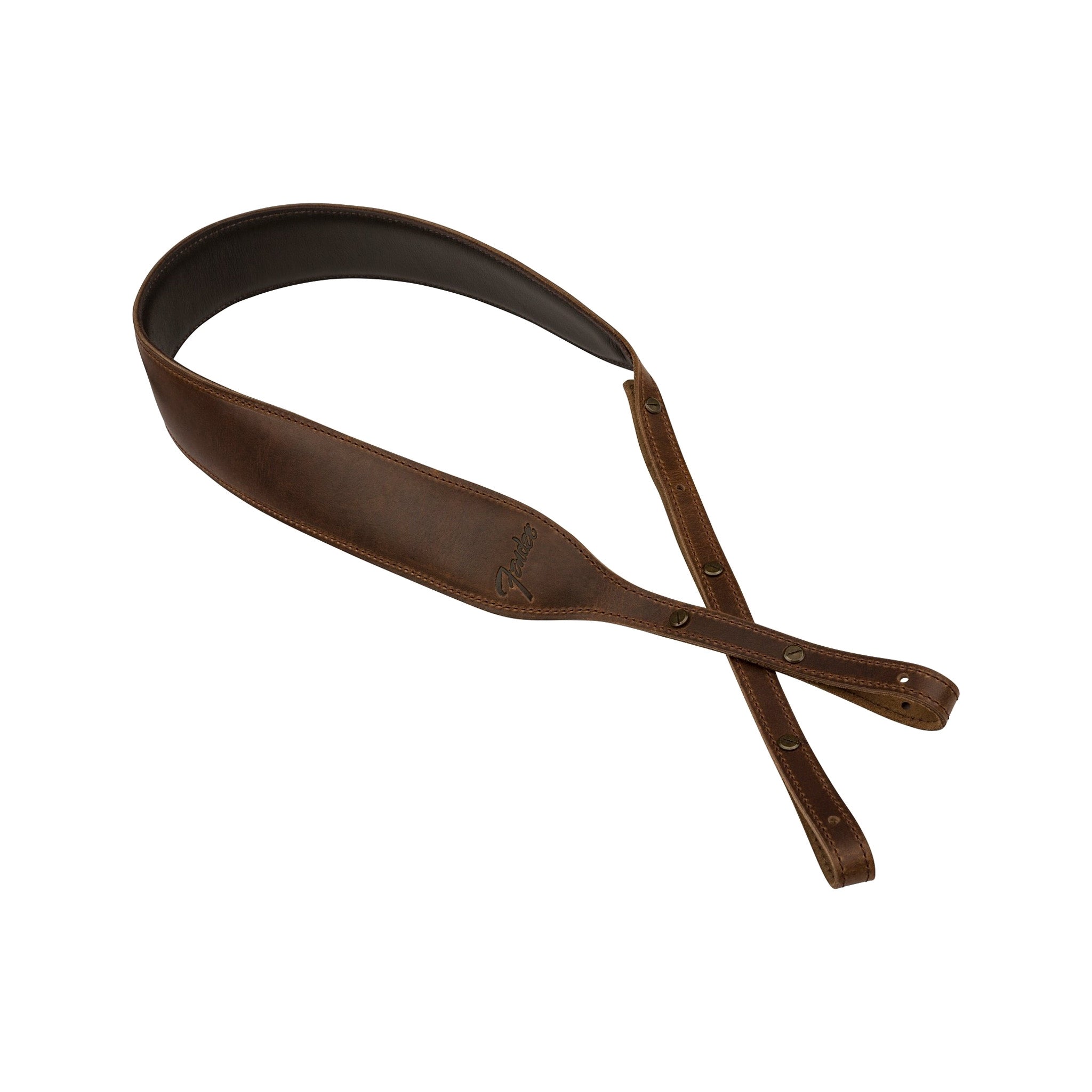 Brown Fender Paramount Series Banjo Leather Guitar Strap with Vintage-Inspired Design