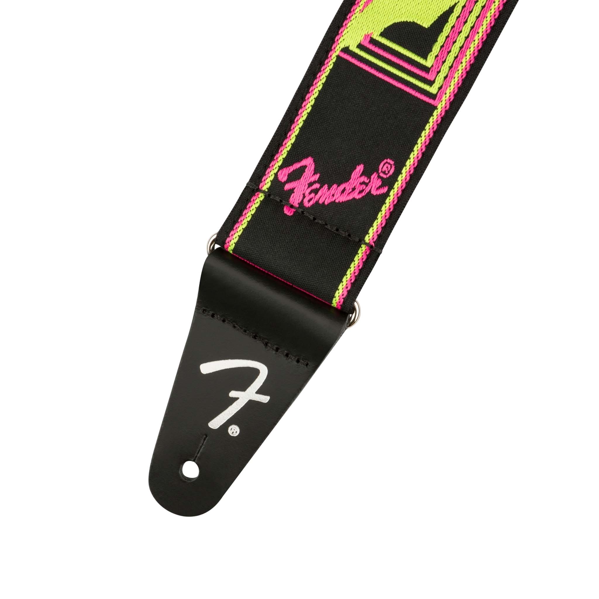 Fender Neon Monogrammed Electric Guitar Strap in Striking Yellow and Pink Colors