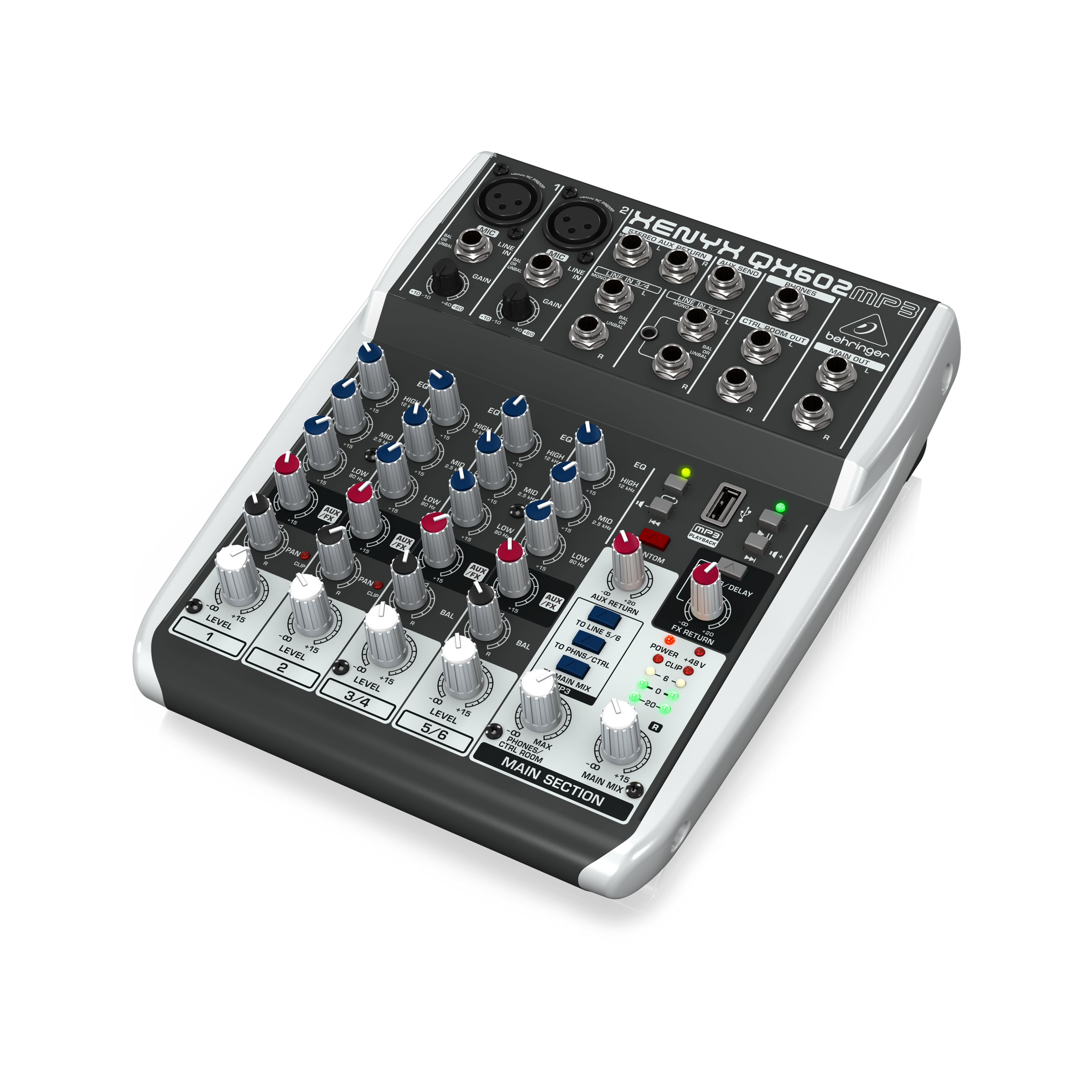 Behringer Xenyx QX602MP3 Compact Mixer with USB MP3 Playback and Studio FX