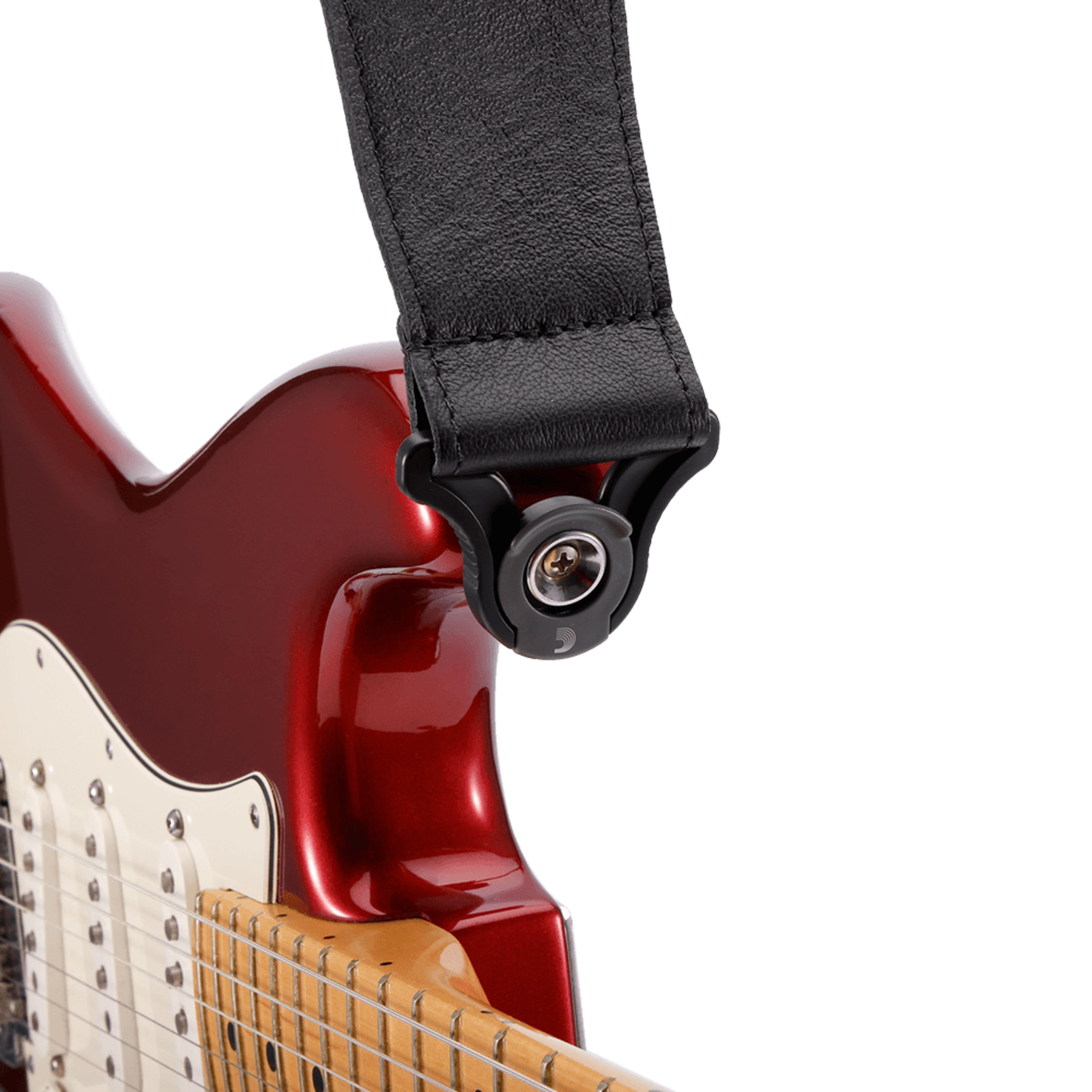 D'Addario Black 2.5-Inch Comfortable Leather Auto-Lock Guitar Strap for Electric, Acoustic and Bass Guitars
