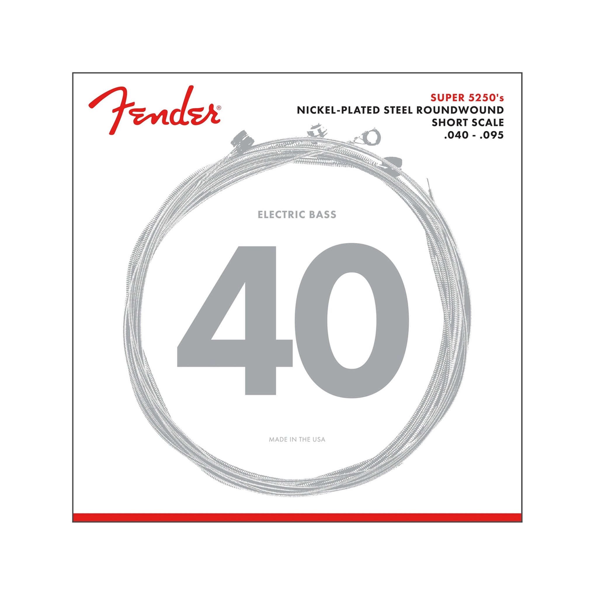 Fender Super 5250s Short Scale 40-95 Nickel Plated Bass Strings for Rich Tone