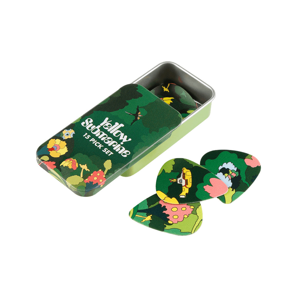 D'Addario 1CWH4-11B2 Medium 15-Pack Yellow Submarine 55th Anniversary Guitar Picks with Pepperland Woods Design