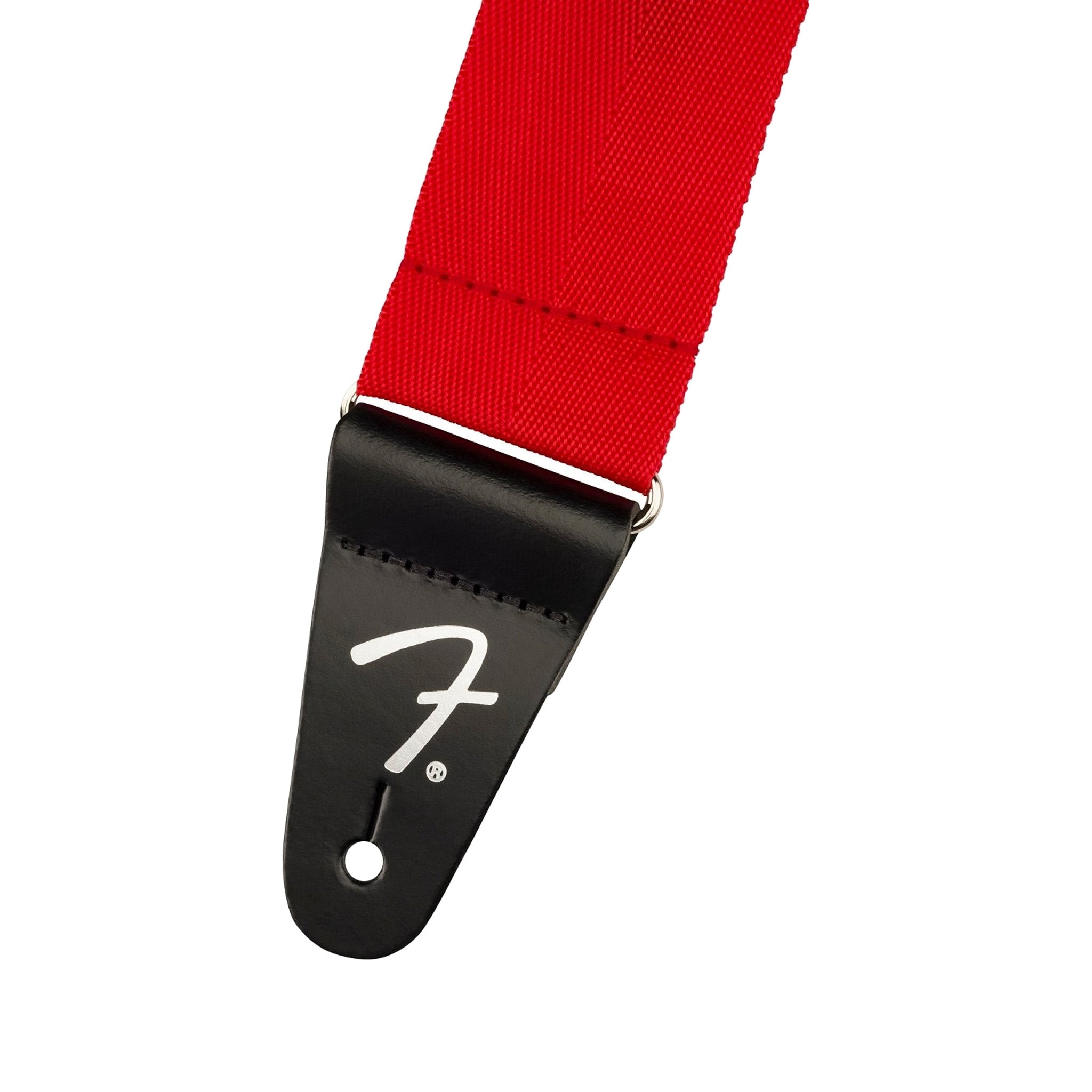 Red Fender Adjustable Polypropylene Guitar Strap with 'F' Leather Ends