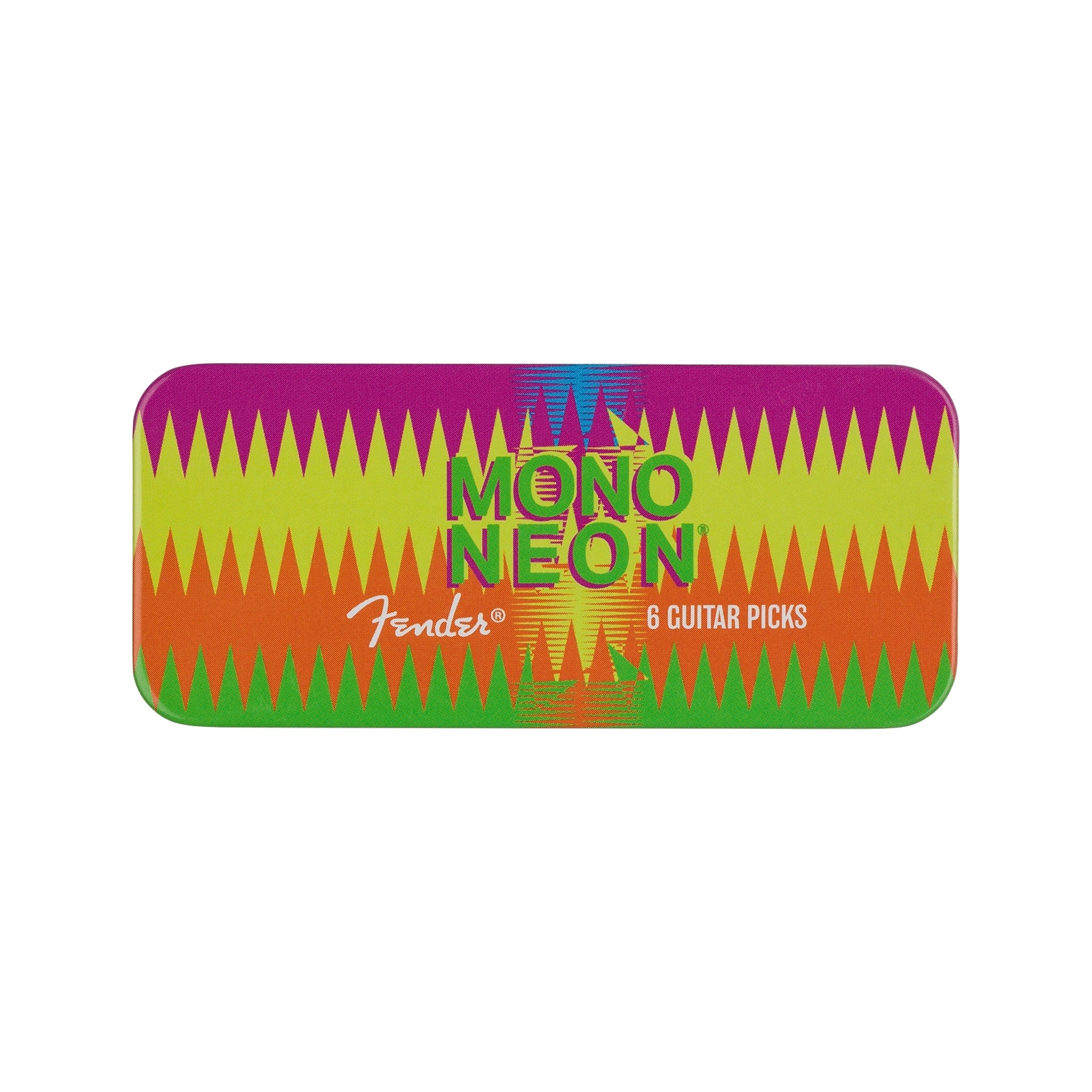 Fender MonoNeon Medium-sized Guitar Pick Tin, 6-piece Pack for Music Enthusiasts