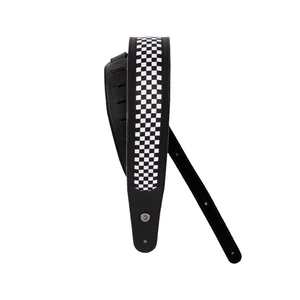 D'Addario 2.5-Inch Checkered Hybrid Leather Guitar Strap for Electric and Acoustic Guitars