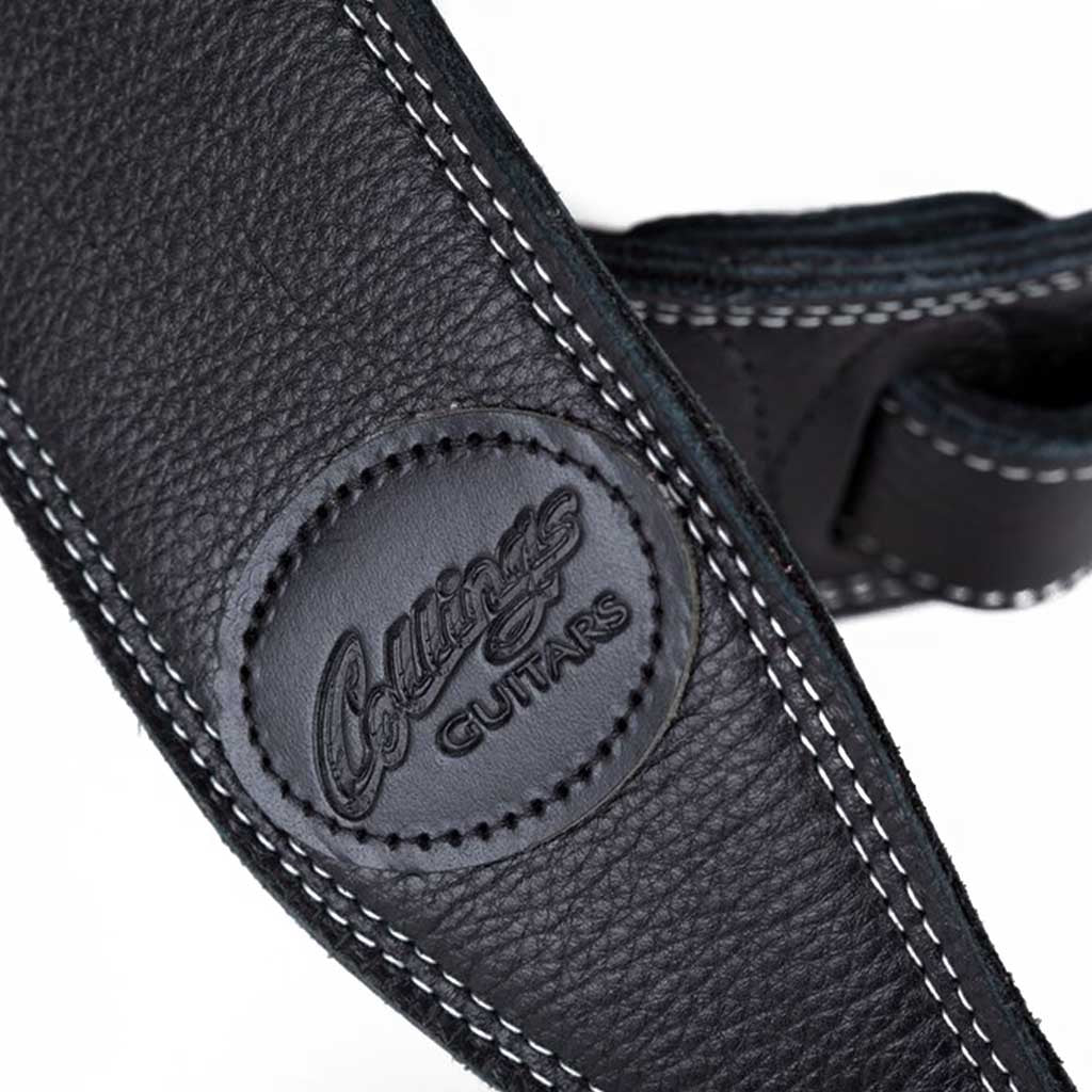 Collings High - Quality Black Leather Guitar Strap for Premium Musical Instrument Use